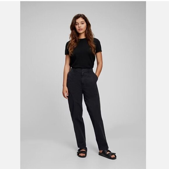 GAP 90's Straight Up Khakis with Washwell Size 6 Black Y2k Pants #815869 RT $70 - Picture 1 of 13